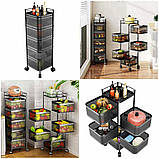 Етажерка мобільна п'ятиярусна універсальна з металу квадратна 26,5Х26,5Х95см Чорна SW-00002100, фото 7