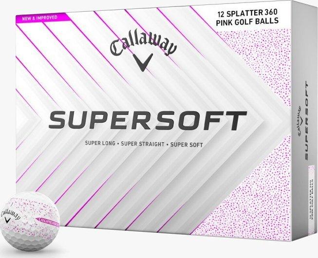 М'ячі для гольфу Callaway Supersoft Splatter 360, 2025 12, біло-рожеві, фото 1