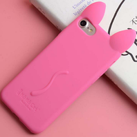 Рожевий Чохол-кіт з вушками і лапками для Iphone 6 6S