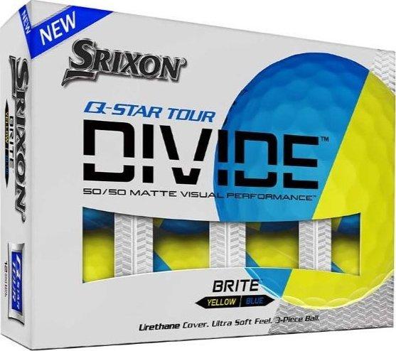М'ячі для гольфу Srixon Q-Star Tour Divide 12 шт, жовто-блакитні, фото 1
