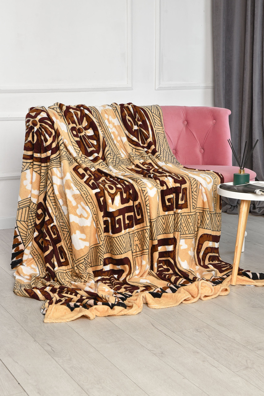 Плед бежевого кольору з принтом розмір 200*220 206470T Безкоштовна доставка, фото 1