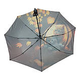 Парасолька автомат Fiaba F25-028 Котики жіноча на 8 спиць з котами Темно-коричнева, фото 4