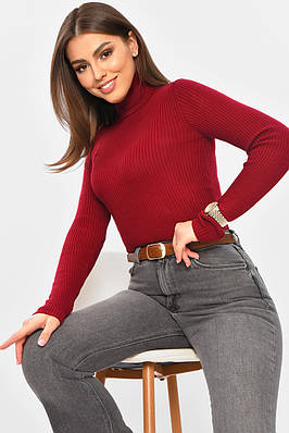 Гольф жіночий однотонний бордового кольору р.42-44 206553T Безкоштовна доставка