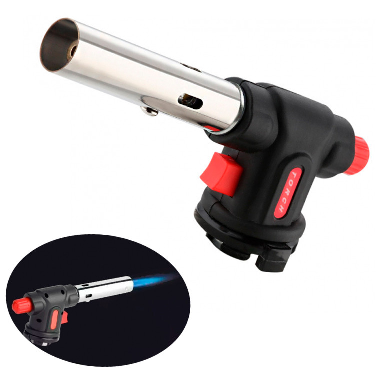 Газовий пальник із п'єзопідпалом "Multi Purpose Torch No 504С" Чорно-червоний, газ пальника для балона