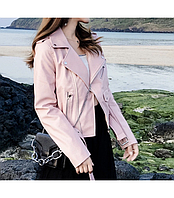 Елегантна жіноча рожева куртка-косуха з екошкіри. S, M, L. Хіт сезону 2025!