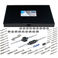 Набір метричних/дюймових мітчиків та плашок 58 пр.(М2-М12) в металевому кейсі Scheppach SCH-M058-1