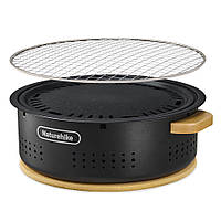 Настільна кругла піч із решіткою та сковорідкою Naturehike CNK2550CF010, 36*32.6*12 см, хромоване залізо JGR