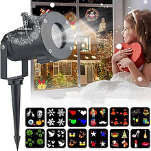 Вуличний LED-проєктор з 12 картриджами та 48 динамічними святковими візерунками XL-717 YU227