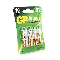 Батарейка GP Super 15A-2UE4, лужна AA, 4 шт. у блістері, ціна за блістер