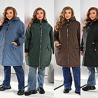 Жіноча осіння куртка 56-58 60-62,64-66, 68-70 чорна, джинс пляшка, шоколад