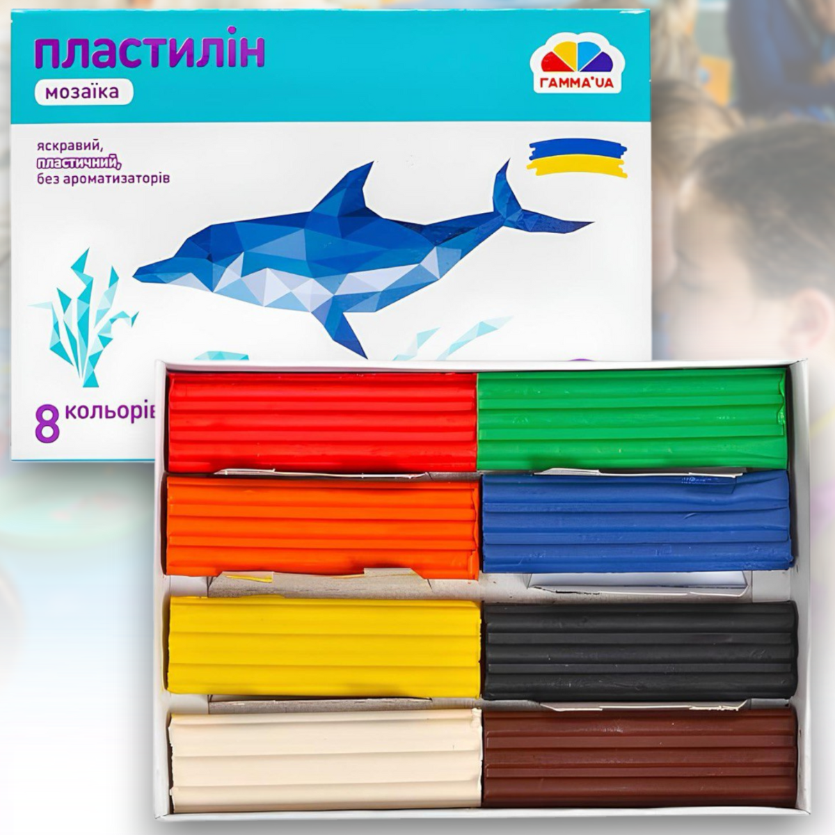 Пластилін "Мозаїка" на восковій основі 8 кольорів "Гамма" 96 г., фото 1