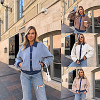 Жіноча куртка хутро Тедді 42-44, 46-48 мокко беж молочна блакитна