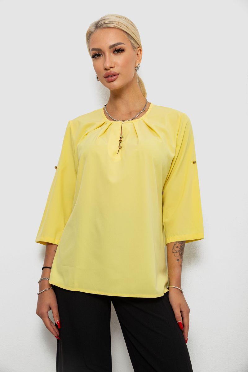 Блуза однотонна, колір жовтий, 230R1121-1, фото 1