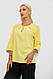 Блуза однотонна, колір жовтий, 230R1121-1, фото 3