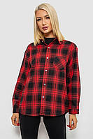 Рубашка Женская В Клетку Красно-черная Базовая С Длинными Рукавами Ador Сорочка Жіноча В Клітинку Червоно Чорна Базова З Довгими
