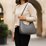 Жіноча сумка багет через плече графіт маленька сумка з плечовим ременем з екошкіри, фото 7