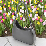 Жіноча сумка багет через плече графіт маленька сумка з плечовим ременем з екошкіри, фото 2