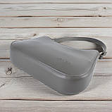 Жіноча сумка багет через плече графіт маленька сумка з плечовим ременем з екошкіри, фото 3