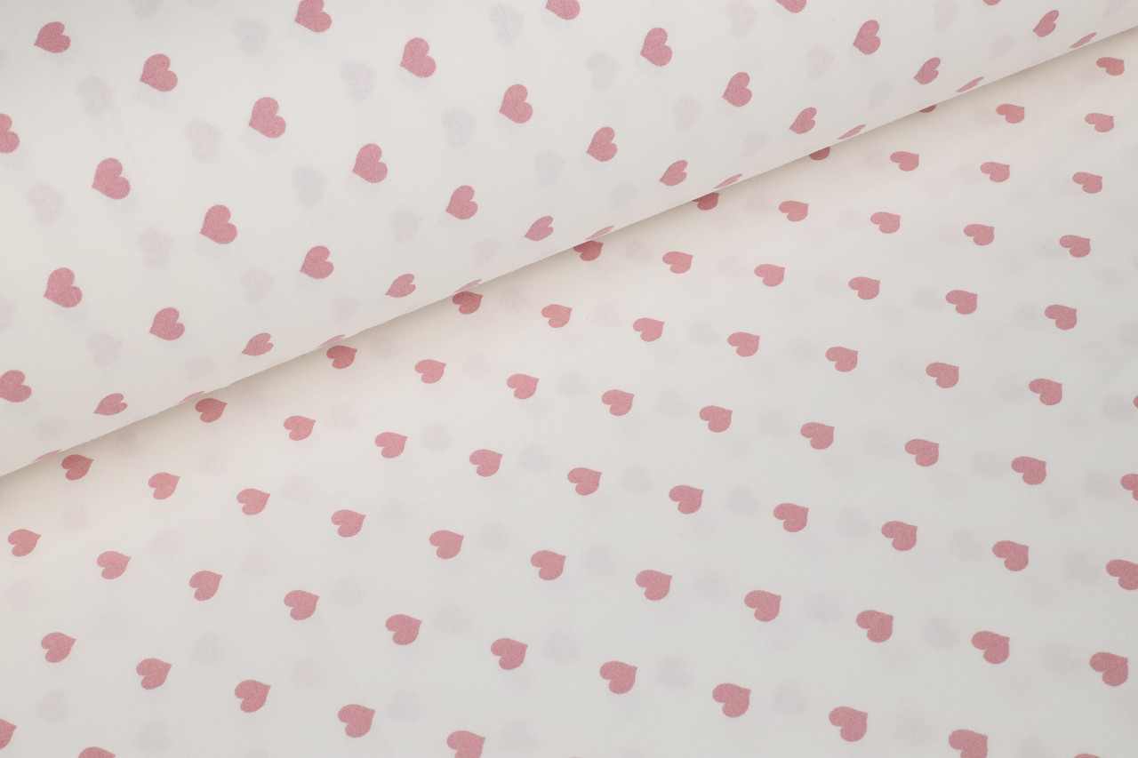 Відріз ранфорсу Сердечка пудрово-рожеві 50х80 см