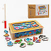 Дерев'яна риболовля-сортер Магнітна гра Дістань рибку дитині для розвитку моторики та мислення вудка 20 фігурок, фото 5