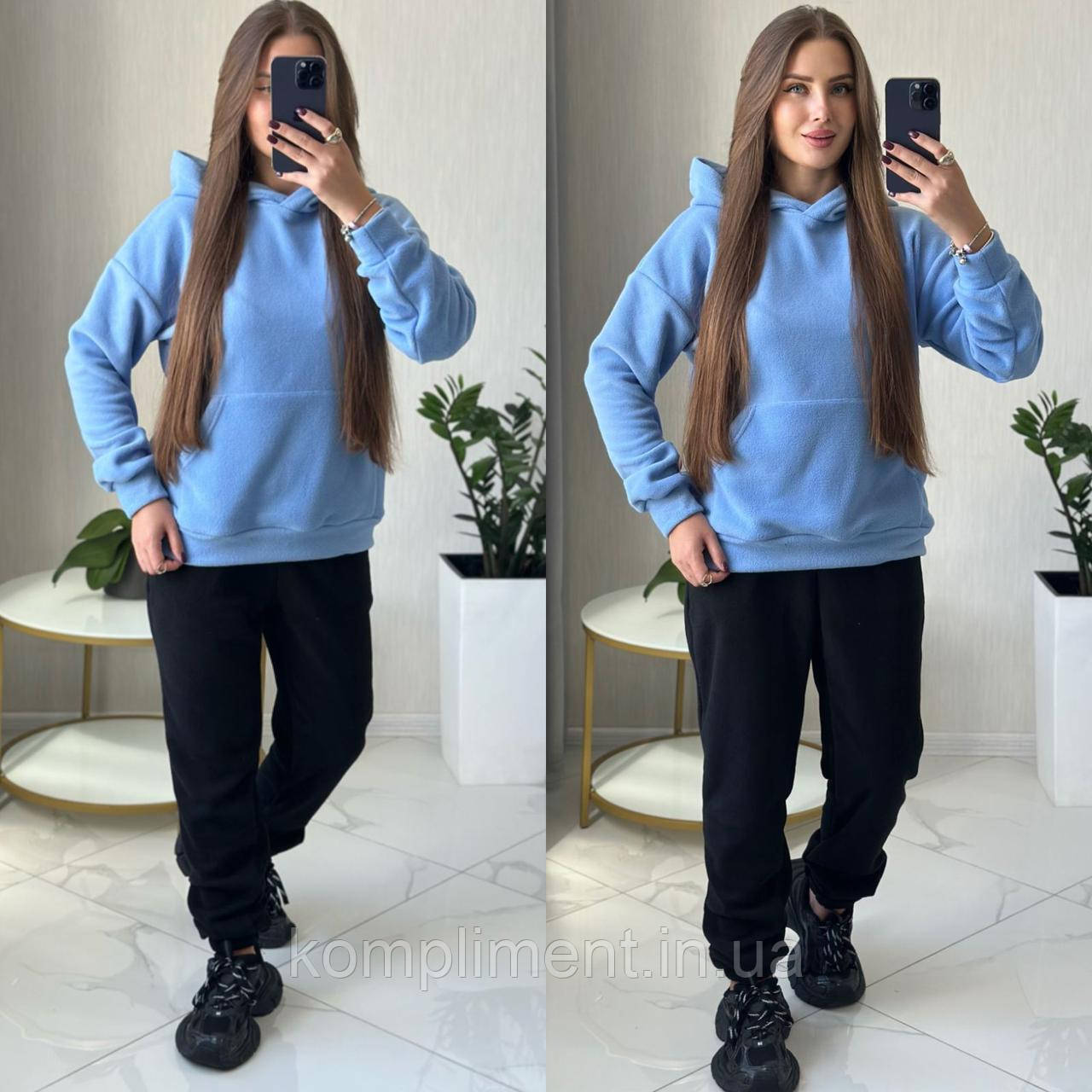 Жіночий модний флісовий спортивний костюм, голубой SE — 226