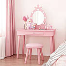 Гримерный туалетний столик B-084 рожевий столик косметичний дизайнерський для візажу з дзеркалом для спальні + табуретка, фото 4