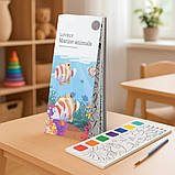 Набір альбомів для розфарбовування акварельними фарбами 3 шт. на вибір Lovely розмальовка з пензликом для творчості, фото 6