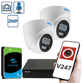 Комплект "Встанови сам" IP-відеоспостереження 2 Мп на 2 внутрішні камери SEVEN 2D2KIT з жорстким диском на 1TB