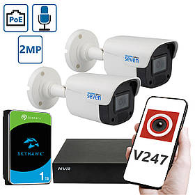 Комплект "Встанови сам" IP-відеоспостереження 2 Мп на 2 вуличні камери SEVEN 2B2KIT з жорстким диском на 1TB