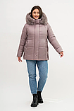 Елегантна тепла зимова куртка для жінок 50–60 розмірів з натуральним хутром песця Li-7, фото 2