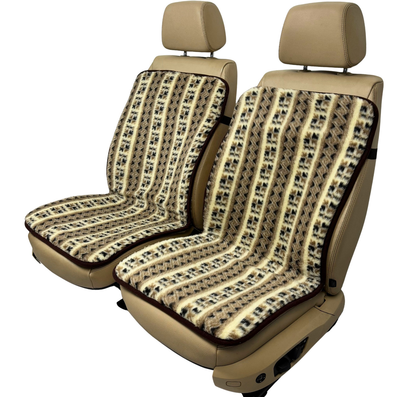 Хутряні універсальні накидки - чохли на передні сидіння авто з овчини (Еко-хутро) орнамент