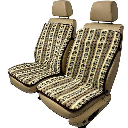 Хутряні універсальні накидки - чохли на передні сидіння авто з овчини (Еко-хутро) орнамент, фото 1