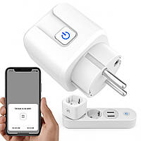 Розумна WiFi розетка 20А з лічильником електроенергії 4400Вт, Tuya Smart / Розетка з таймером та вимикачем