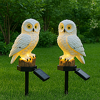 Комплект 2 шт Садовий світильник на сонячній батареї "Сова" / Вуличний ліхтар газонний / Світильник у сад