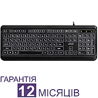 Комп'ютерна клавіатура з білою підсвіткою 2E Illuminated, чорна, провідна, мембранна, повнорозмірна, для ПК та ноутбука