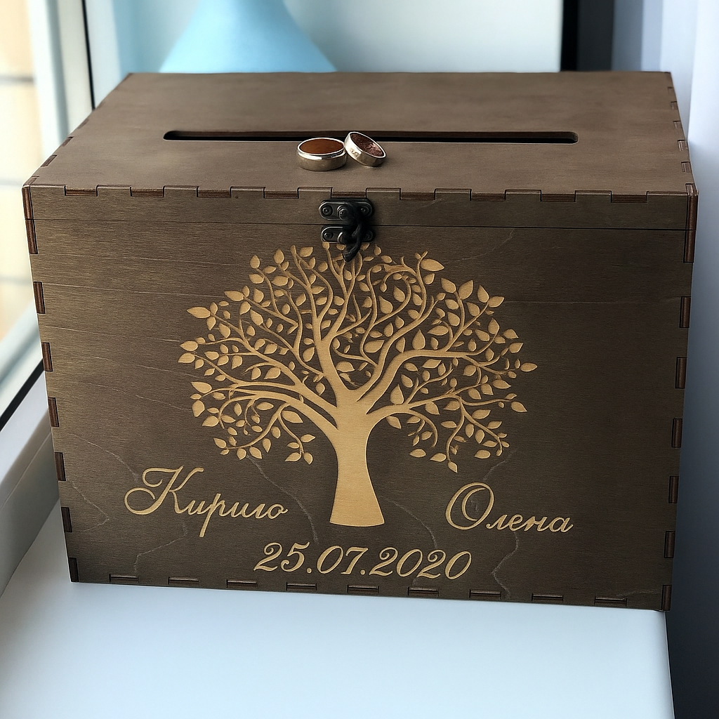 Весільна скарбниця банк дерево 300х200х200мм, фото 1
