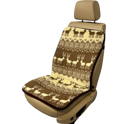 Хутряна універсальна накидка - чохол на переднє сидіння авто з овчини (Еко-хутро) олені, фото 1