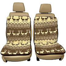 Хутряні універсальні накидки - чохли на передні сидіння авто з овчини (Еко-хутро) олені, фото 3