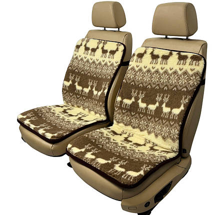 Хутряні універсальні накидки - чохли на передні сидіння авто з овчини (Еко-хутро) олені, фото 1