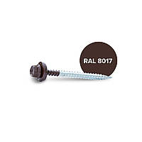 Саморіз (шуруп) покрівельний INFO-GLOBAL по дереву з гумовою шайбою EPDM 4,80х70 мм, RAL 8017