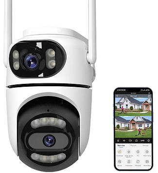 IP Wi-Fi Camera Q2 2 незалежні об'єктиви 4MPx+4MPx (iCSee APP)