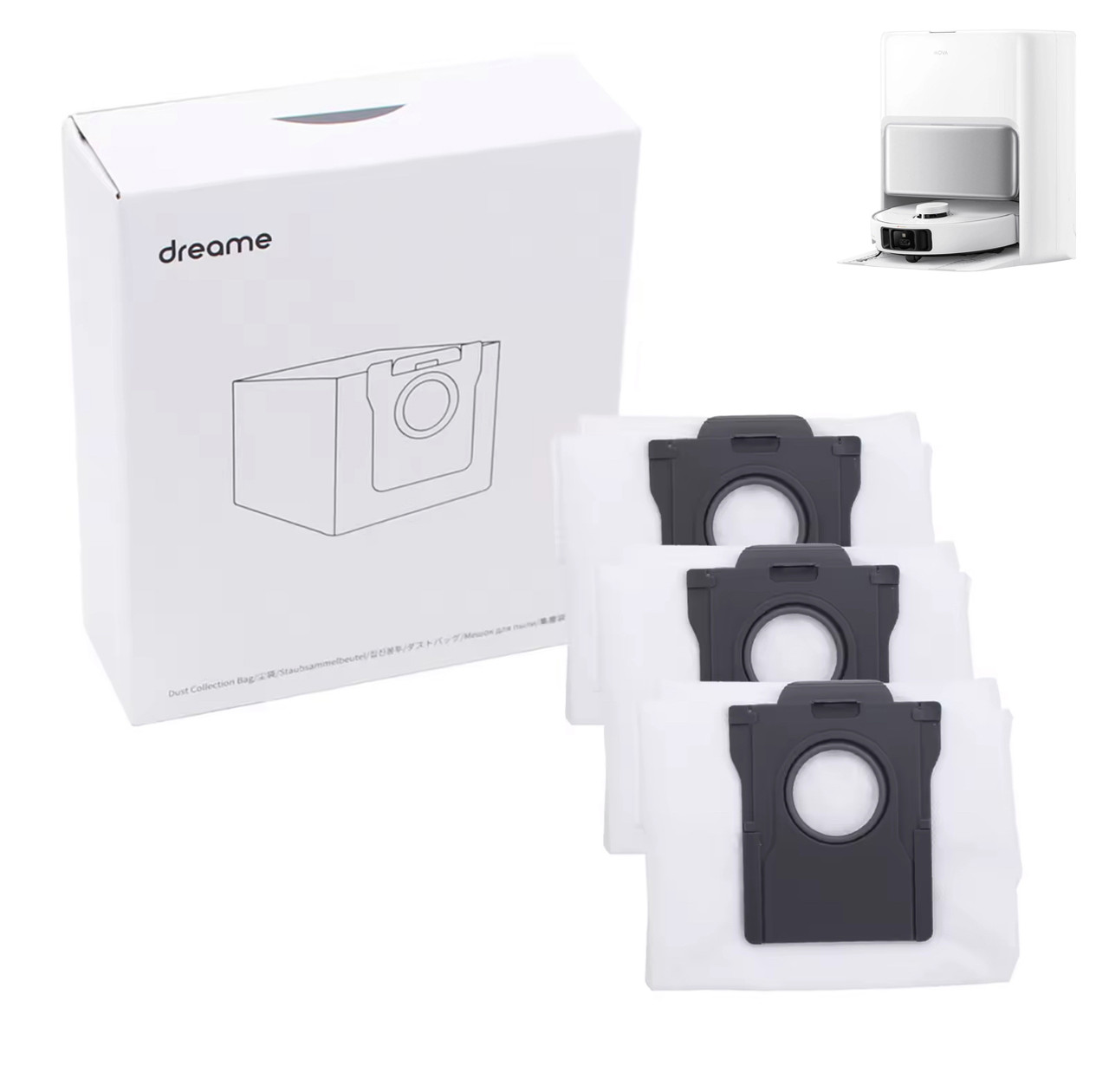 Оригінальні пилозбірні мішки (3 шт.) для робота-пилососа Dreame Mova P50 Pro Ultra, фото 1