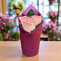 Мильні троянди. набір 3шт подарунковий набір мила ручної роботи в стаквніі