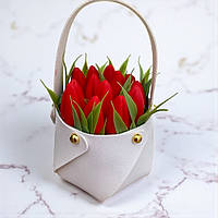 Червоні мильні тюльпани Мило ручної роботи. Букет мильних квітів.квіти з мила