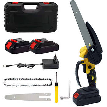 Акумуляторна пила ланцюгова 8" в кейсі + 2 АКБ 24V / Електропила акумуляторна / Ланцюгова міні пила для саду