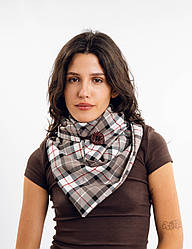 Жіночий 2-сторонній віскозний шарф, коричневий картатий "Единбург", на ґудзику, від My scarf снуд, бактус