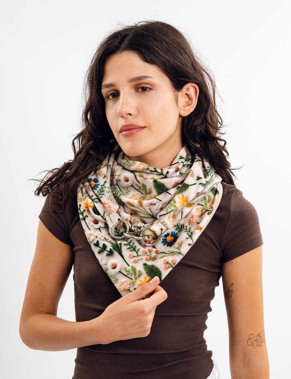 Жіночий 2-сторонній, бавовна, квітковий малюнок "Единбург", на кільцях, від My scarf снуд, бактус, фото 1