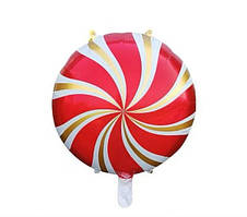 Куля фольгована круглий Льодяник червоний (Китай)