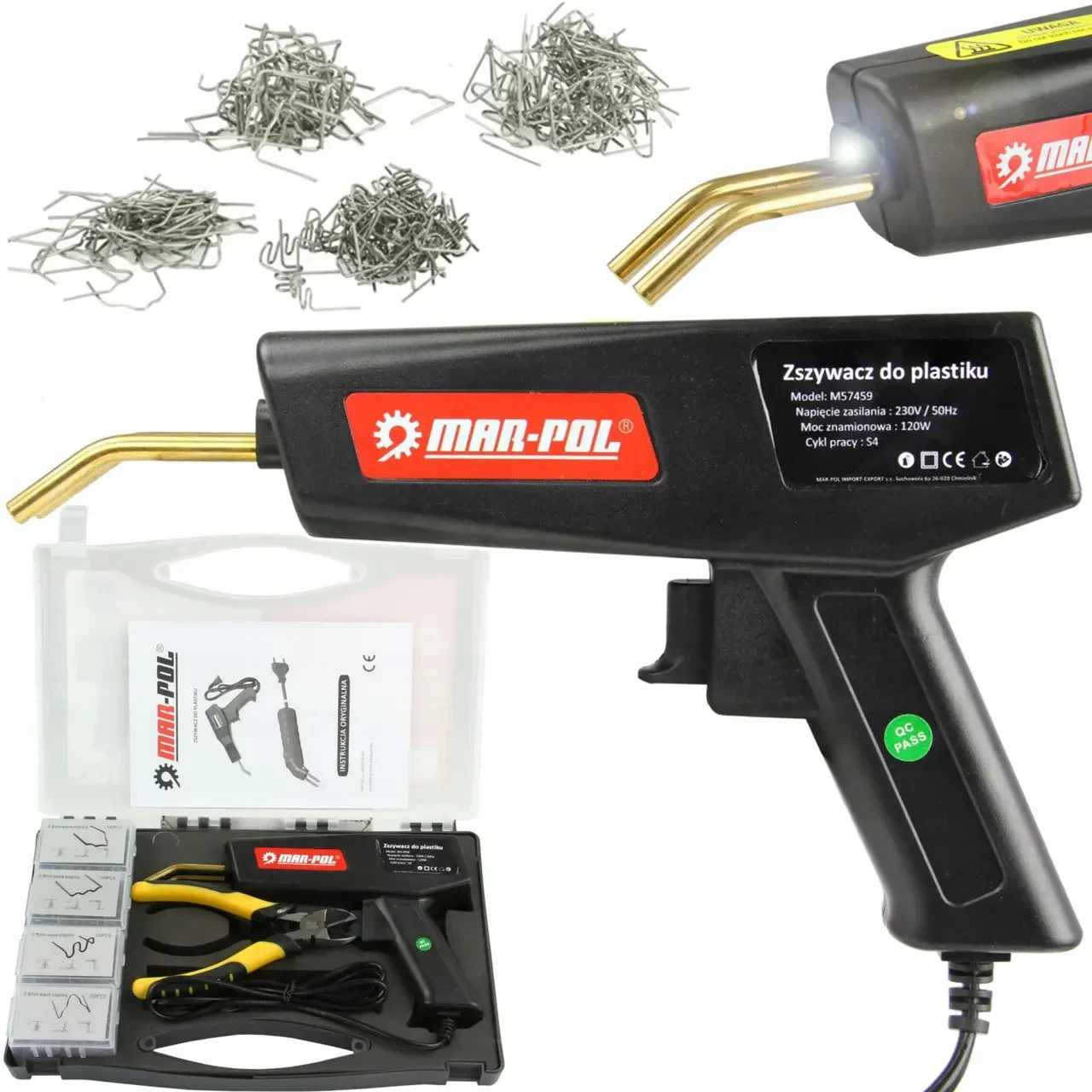 Паяльник степлер для пластику Mar-Pol M57459, 120 Вт, з насадками до 5 мм, кейс, фото 1