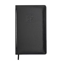 Щотижневик датов. 2026 BRAVO, A5, чорний, штуч. шкіра/поролон